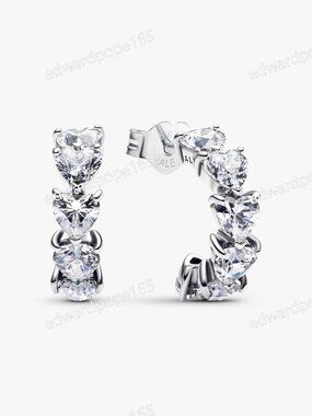 Sparkling Hearts Open Hoop Earrings